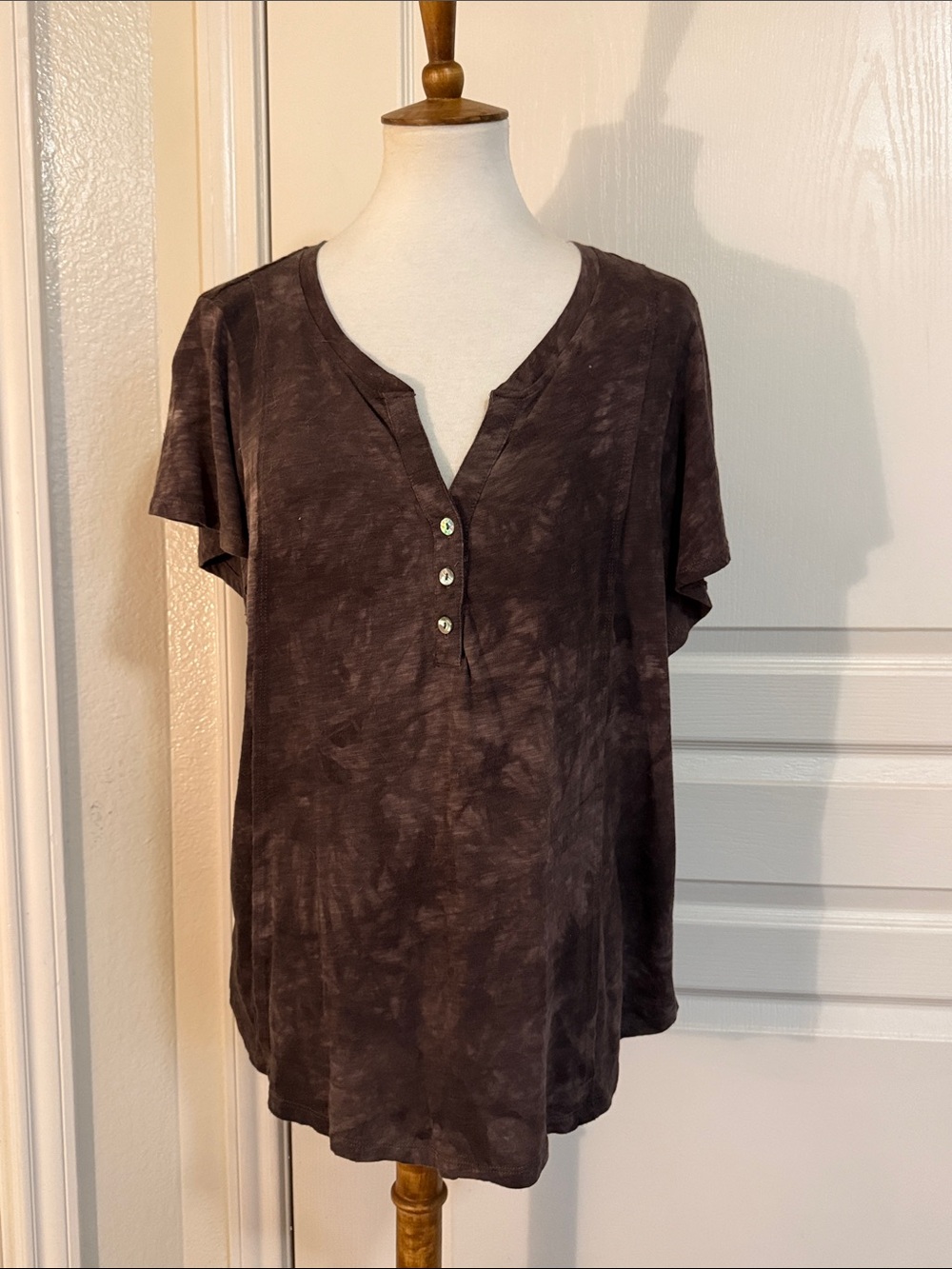 terra & sky brown tie dye blouse Size 0X